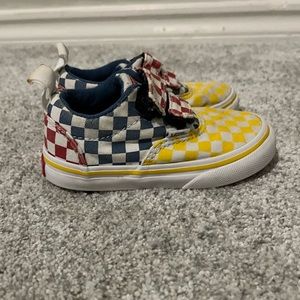 Red yellow and blue checkered vans toddler size 6 Velcro toddler vans